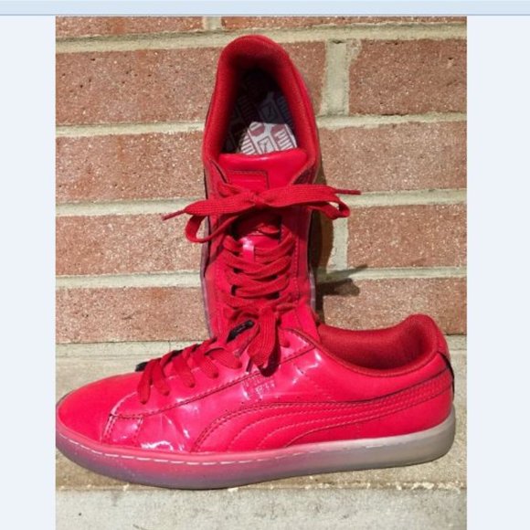 Puma Other - Puma Kids Patent Leather Lace Up Sneakers Sz 6.5Y